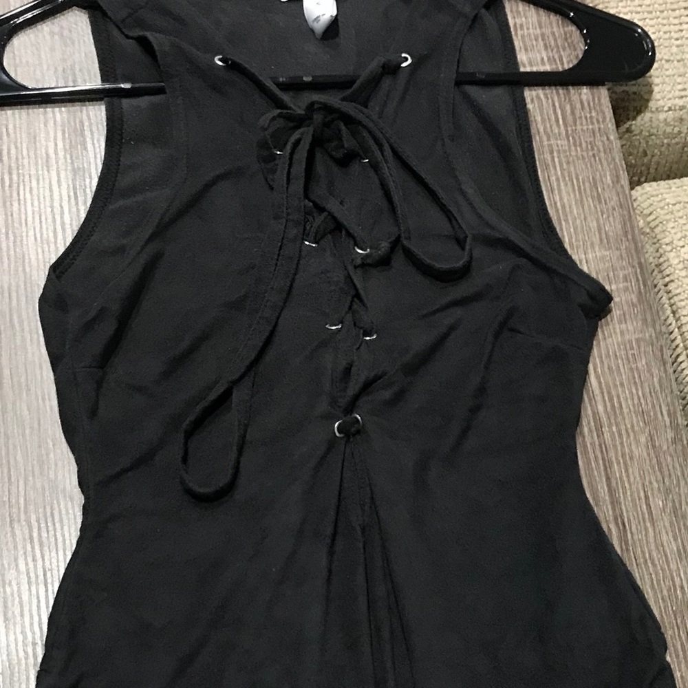 Black lace up bodysuit